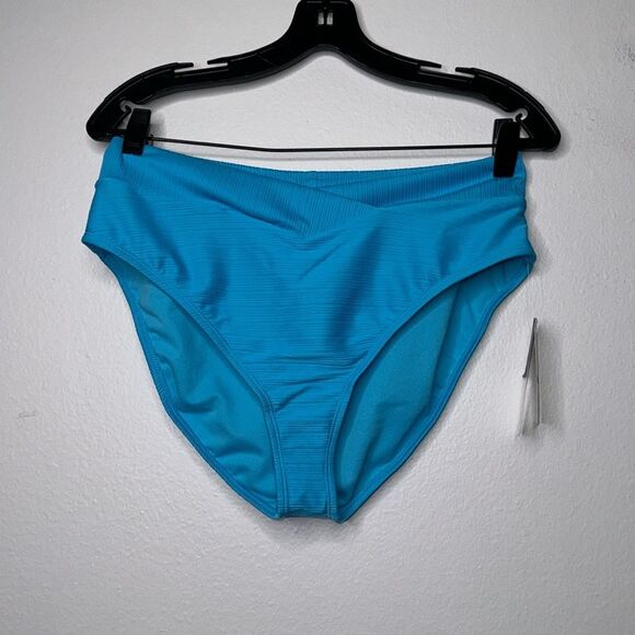 SALT + COVE Womens Size XL Ribbed V-Waist Bikini Bottoms in Aqua - Picture 1 of 8
